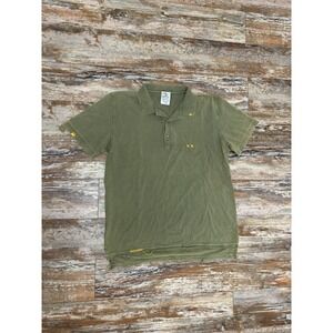 Mens Project E Vintage Prepster Thrashed Polo Shirt Size Large Green Grunge